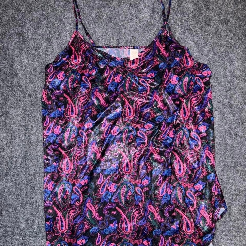 Vintage 90s Paisley Camisole Top/lingerie style made in USA 1x